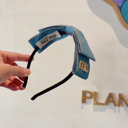 BOW HEADBAND IN BABY BLUE DENIM 398854
