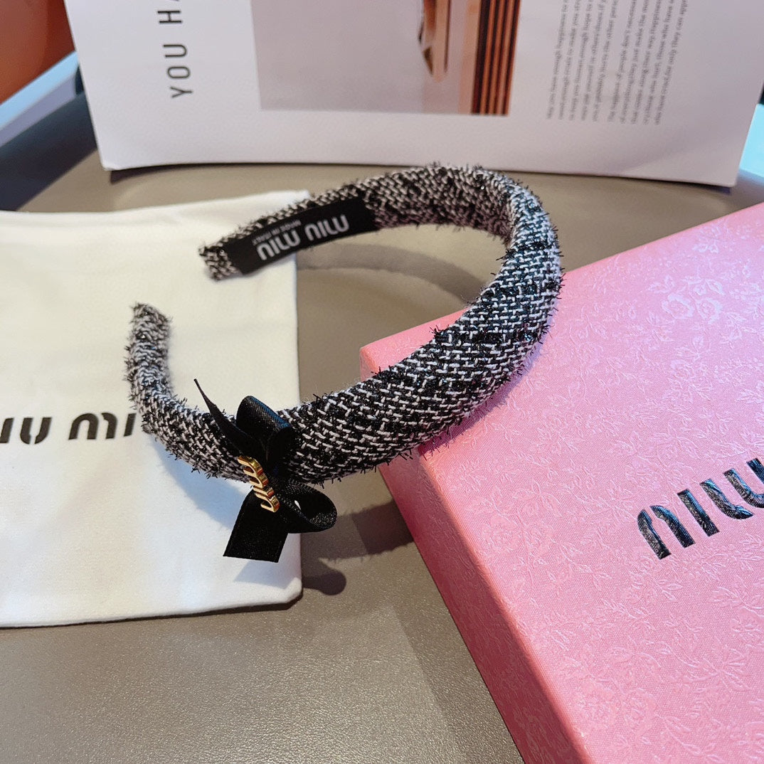 BLACK MIX WHITE HEADBAND TWEED 409371