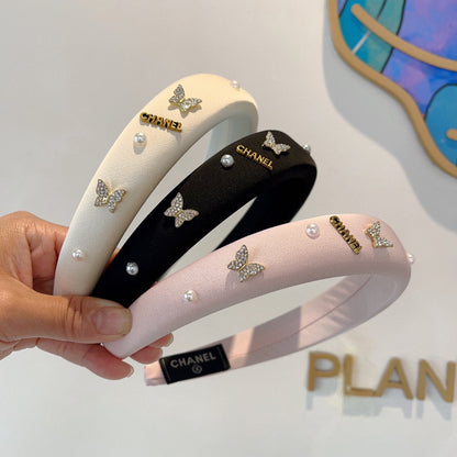 BLACK FABRIC HAIRBAND WITH CRYSTAL 414405