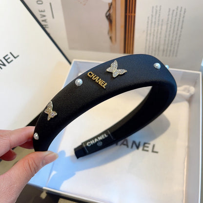 BLACK FABRIC HAIRBAND WITH CRYSTAL 414405