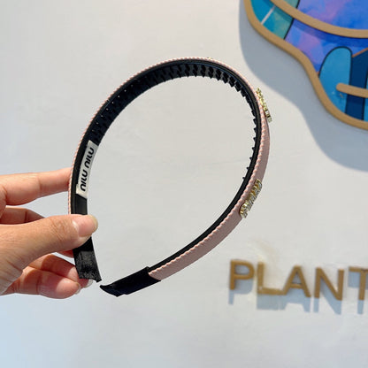 HEAD BAND IN LIGHT PINK LAMBSKIN AND RESIN 417297