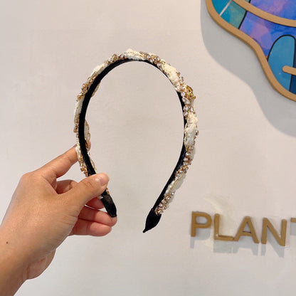 WHITE FABRIC WITH CRYSTAL HAIRBAND 417311