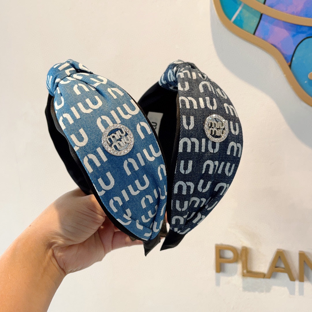 HEADBAND IN PRUSSIAN BLUE DENIM 432756