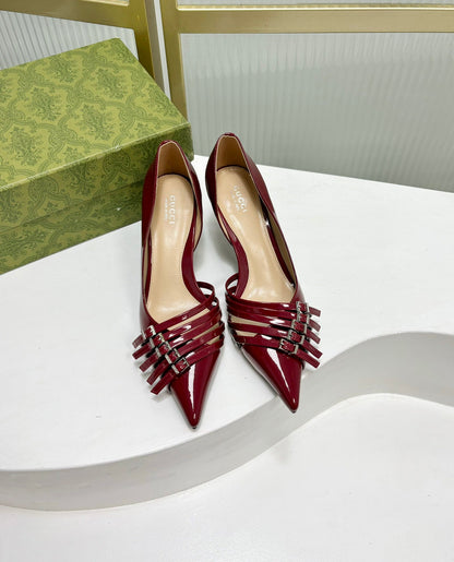 HIGH PUMP 6 CM IN CRIMSON RED CALFSKIN