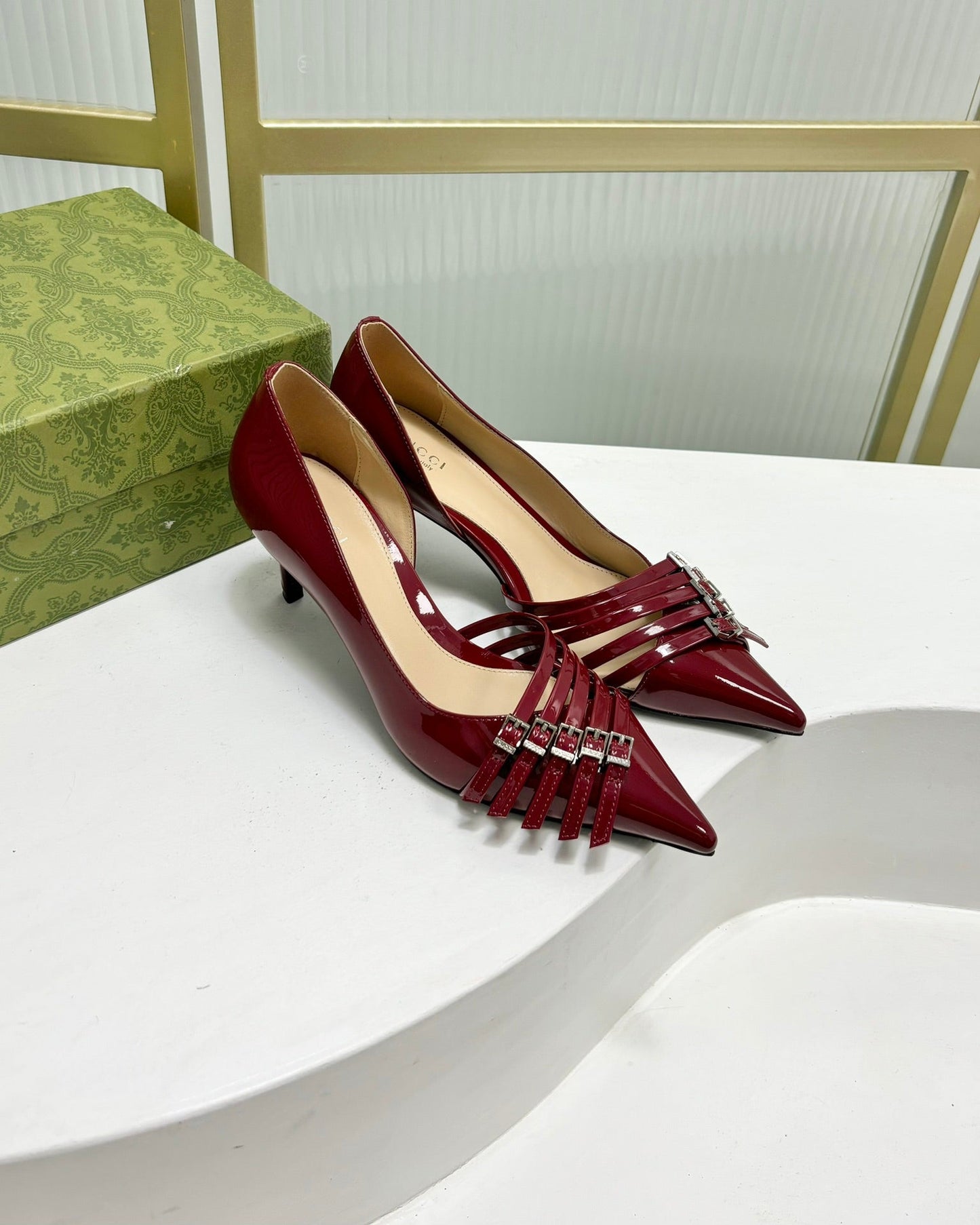 HIGH PUMP 6 CM IN CRIMSON RED CALFSKIN