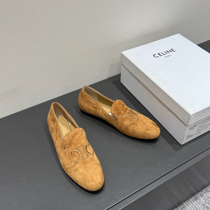LOAFERS IN PEANUT BROWN SUEDE EMBROIDERED LOGO