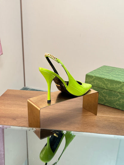 GG SIGNORIA SLINGBACK PUMP CHARTREUSE CALFSKIN