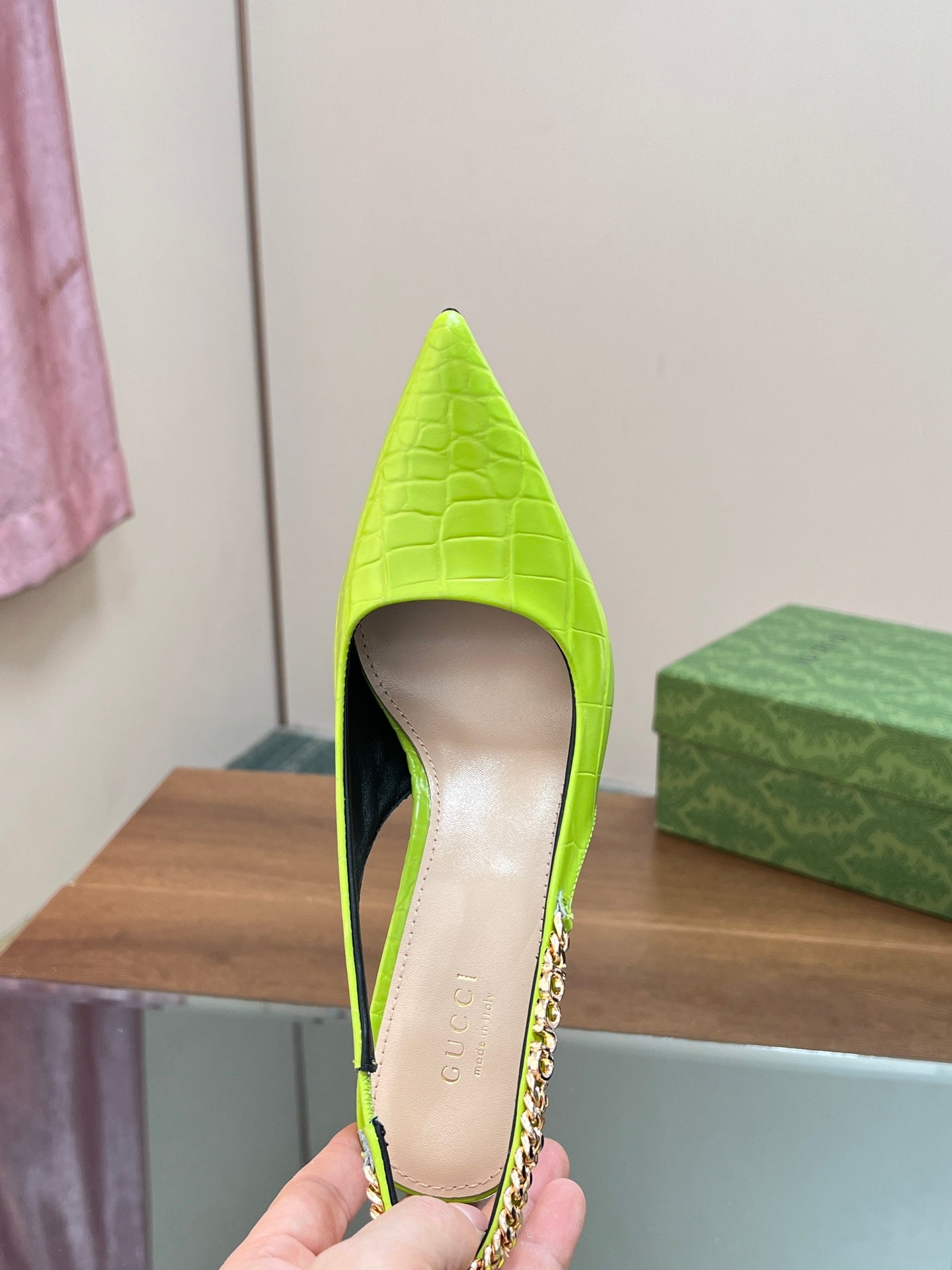 GG SIGNORIA SLINGBACK PUMP CHARTREUSE CALFSKIN