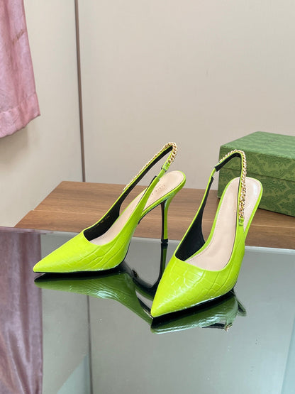 GG SIGNORIA SLINGBACK PUMP CHARTREUSE CALFSKIN