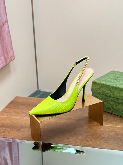 GG SIGNORIA SLINGBACK PUMP CHARTREUSE CALFSKIN