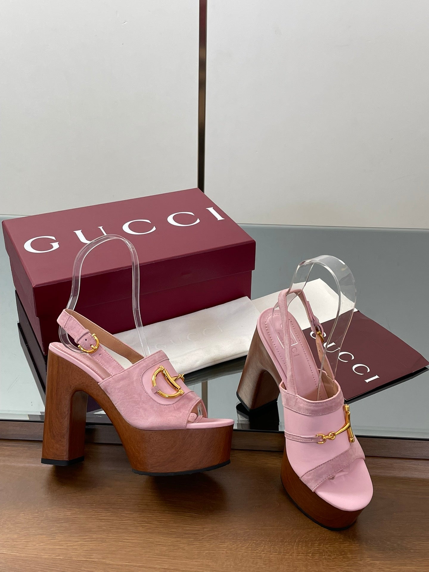 HIGH HEEL SANDALS 13 CM IN PINK CALFSKIN MIX SUEDUE GOLD HARDWARE