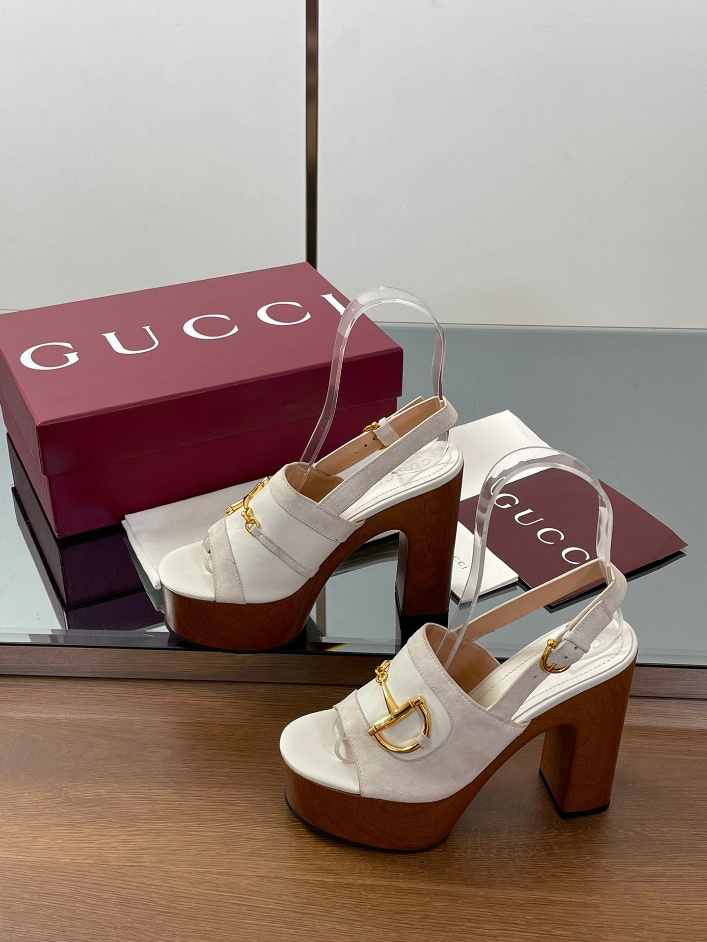 HIGH HEEL SANDALS 13 CM IN CREAM WHITE CALFSKIN MIX SUEDUE GOLD HARDWARE