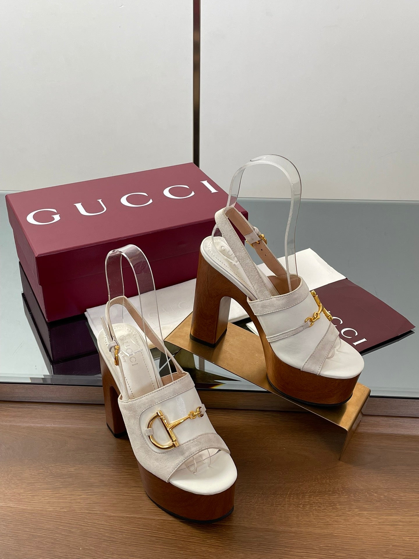 HIGH HEEL SANDALS 13 CM IN CREAM WHITE CALFSKIN MIX SUEDUE GOLD HARDWARE