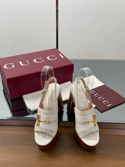 HIGH HEEL SANDALS 13 CM IN CREAM WHITE CALFSKIN MIX SUEDUE GOLD HARDWARE