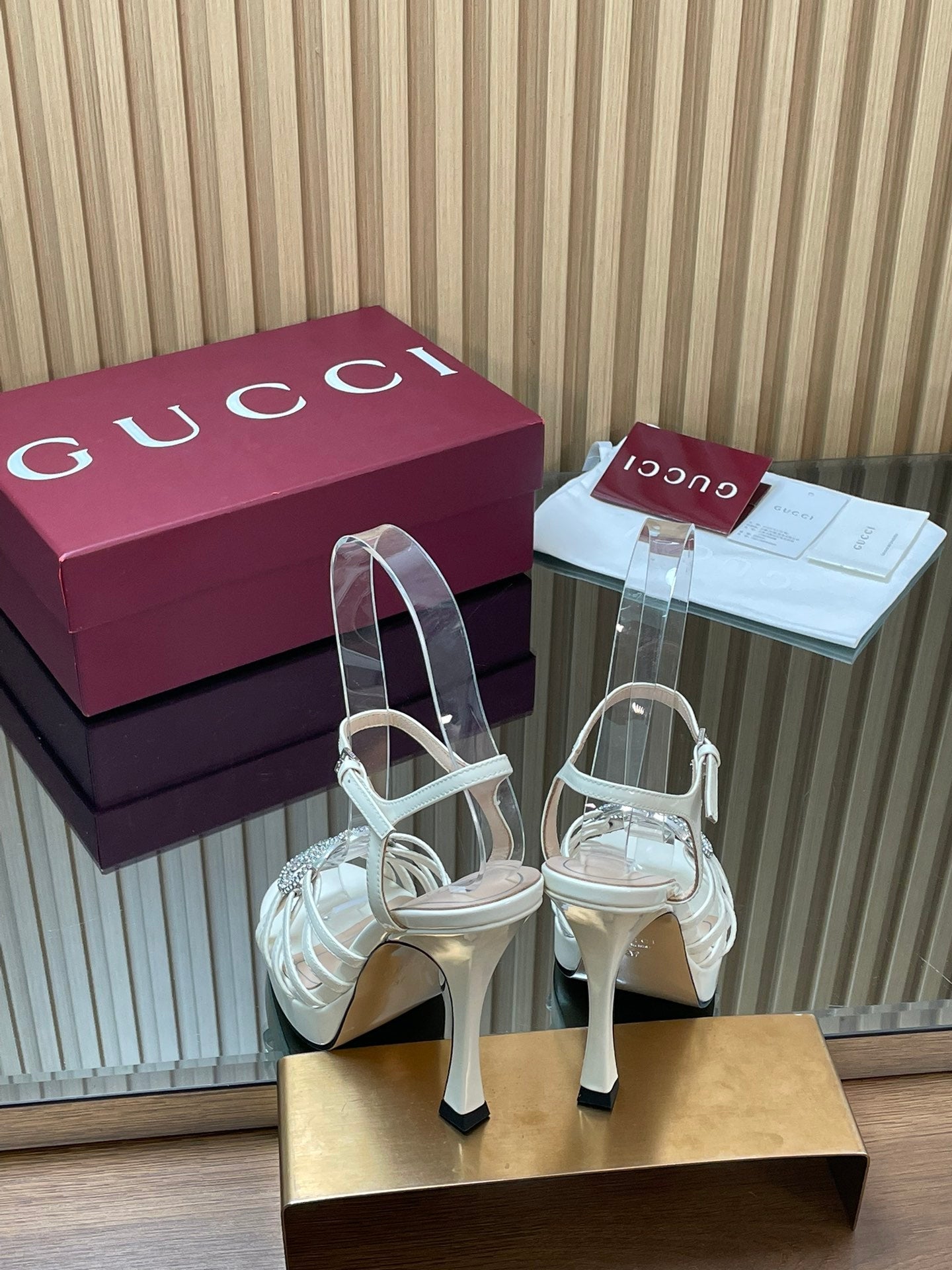 GUCCI 26S HIGH-HEELED SANDALS 125 MM IN WHITE CALFSKIN
