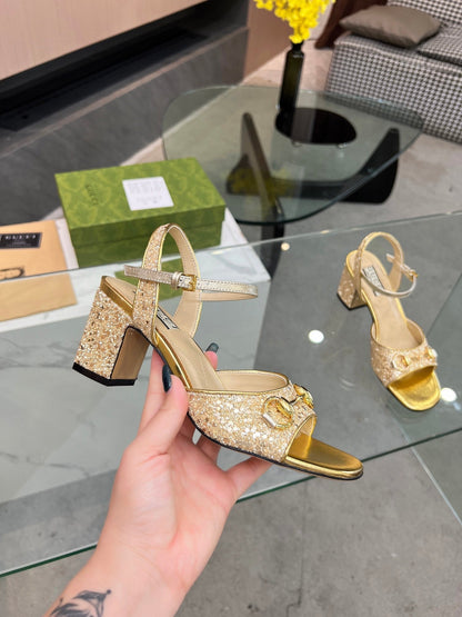 GG HIGH HEELS SANDALS 60 IN SHINY GOLD LAMBSKIN