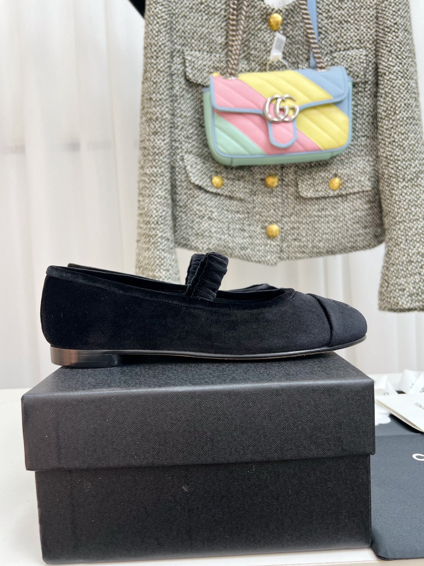 CC MARY JANE FLAT IN BLACK VELVET