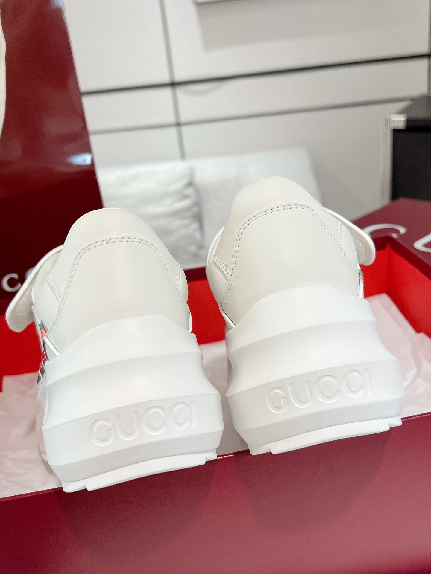 GG WAVE SNEAKER IN RICE WHITE CALFSKIN