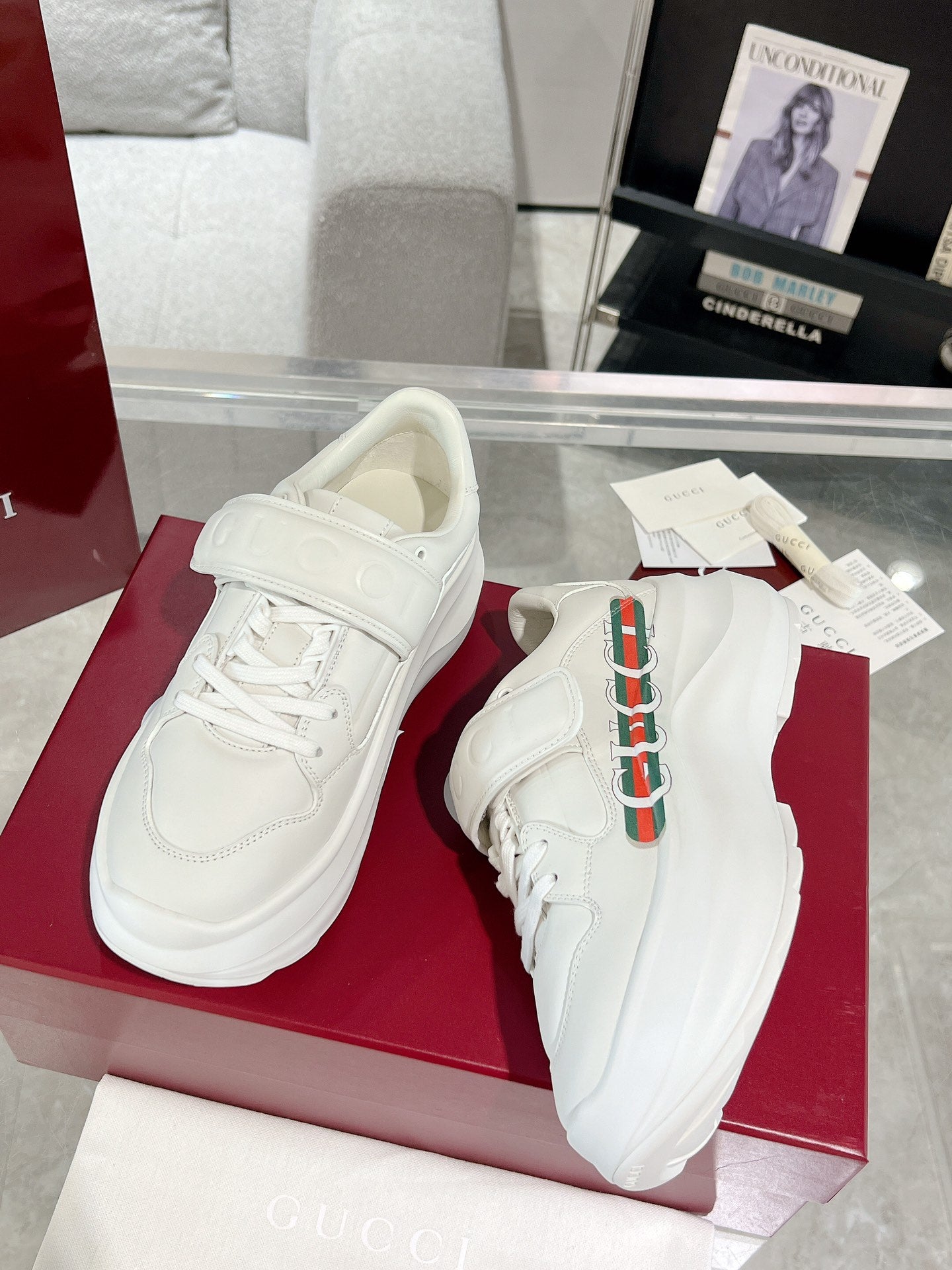 GG WAVE SNEAKER IN RICE WHITE CALFSKIN