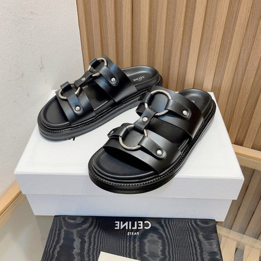 DAD SANDALS BLACK CALFSKIN