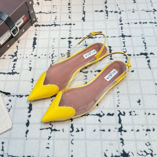 ALAIA FLAT SLINGBACK IN YELLOW PATENT CALFSKIN AND FILM