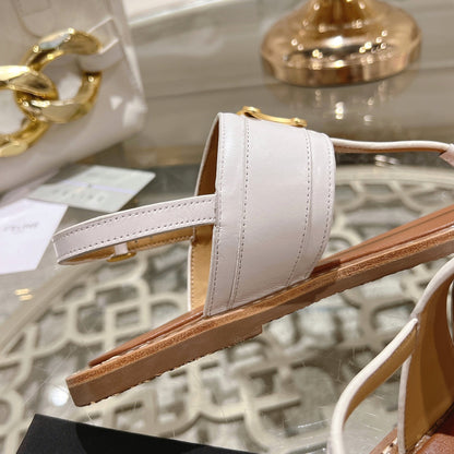 LYMPIA TRIOMPHE THONG IN CALFSKIN WHITE