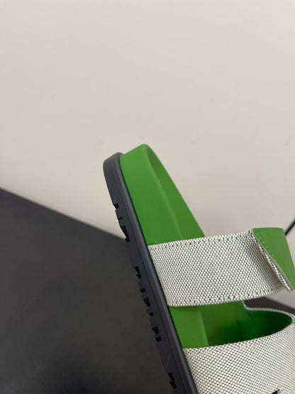 CHYPRE SANDAL GREEN MIX CREAM CALFSKIN