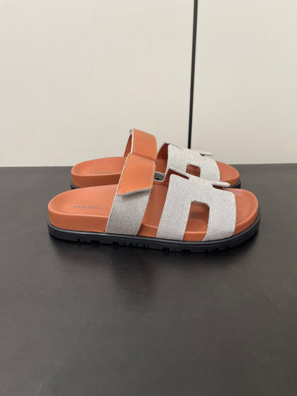 CHYPRE SANDAL ORANGE MIX CREAM CALFSKIN
