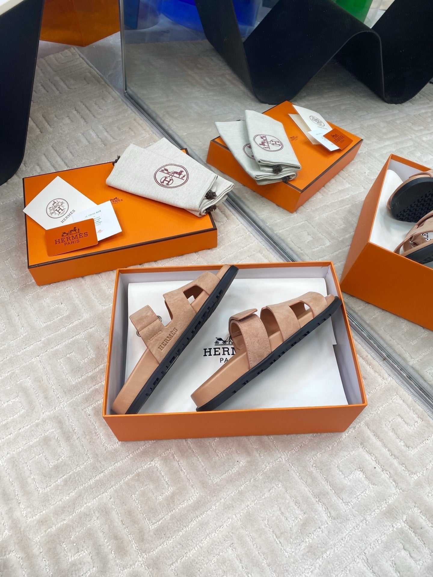 HM CHYPRE SANDALS IN DARK BEIGE SUEDE