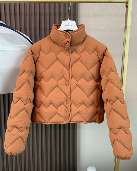 Women’s Moncler Style Lightweight Short Puffer Quilted Jacket-Brown