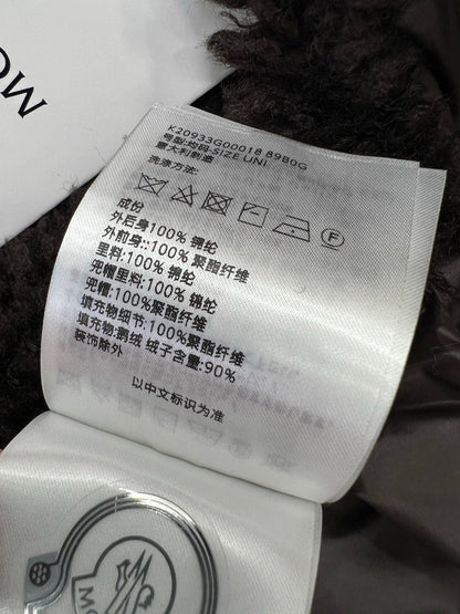 Moncler Style White Goose Down Hooded Shaggy Vest In Brown – Style 103