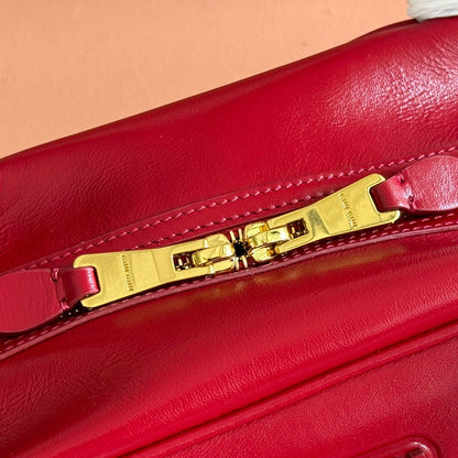 MIUMIU 26S TOP-HANDLE BAG 28 IN DARK RED CALFSKIN GOLD HARDWARE