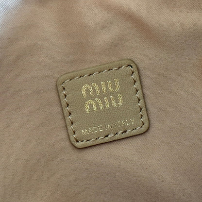 MIUMIU 26S POUCH BAG 15 IN DARK BEIGE CALFSKIN GOLD HARDWARE