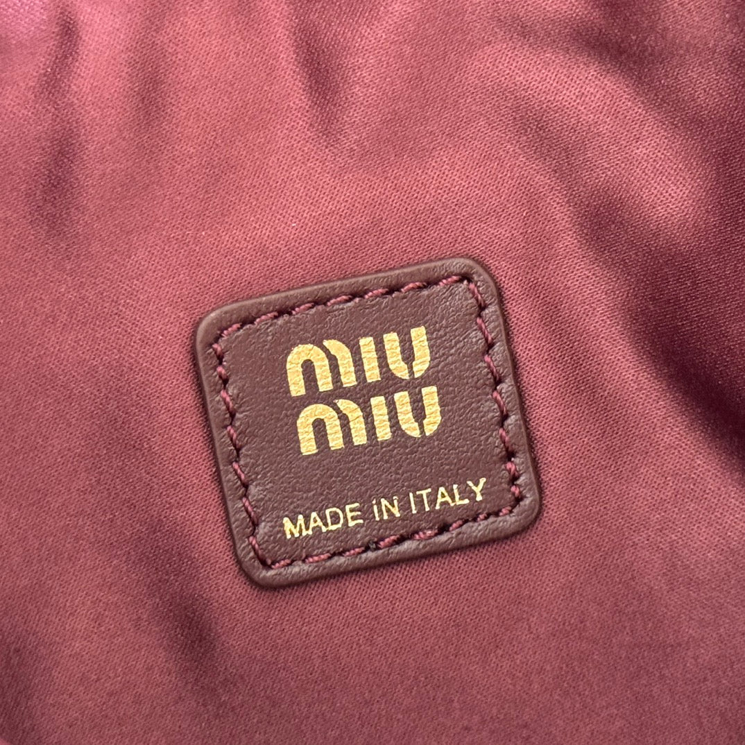 MIUMIU 26S POUCH BAG 15 IN COFFEE BROWN CALFSKIN GOLD HARDWARE