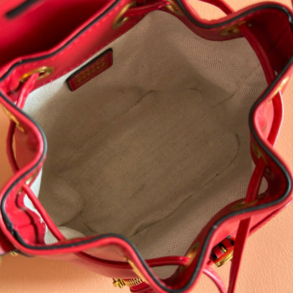 MIUMIU 26S MINI-BACKPACK 17 IN DARK RED CALFSKIN GOLD HARDWARE