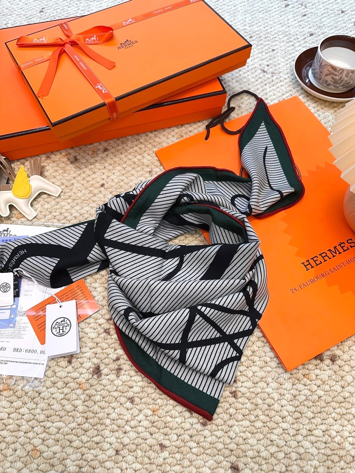 HERMES 25S SCARF 140 IN CASHMERE SILK 854530