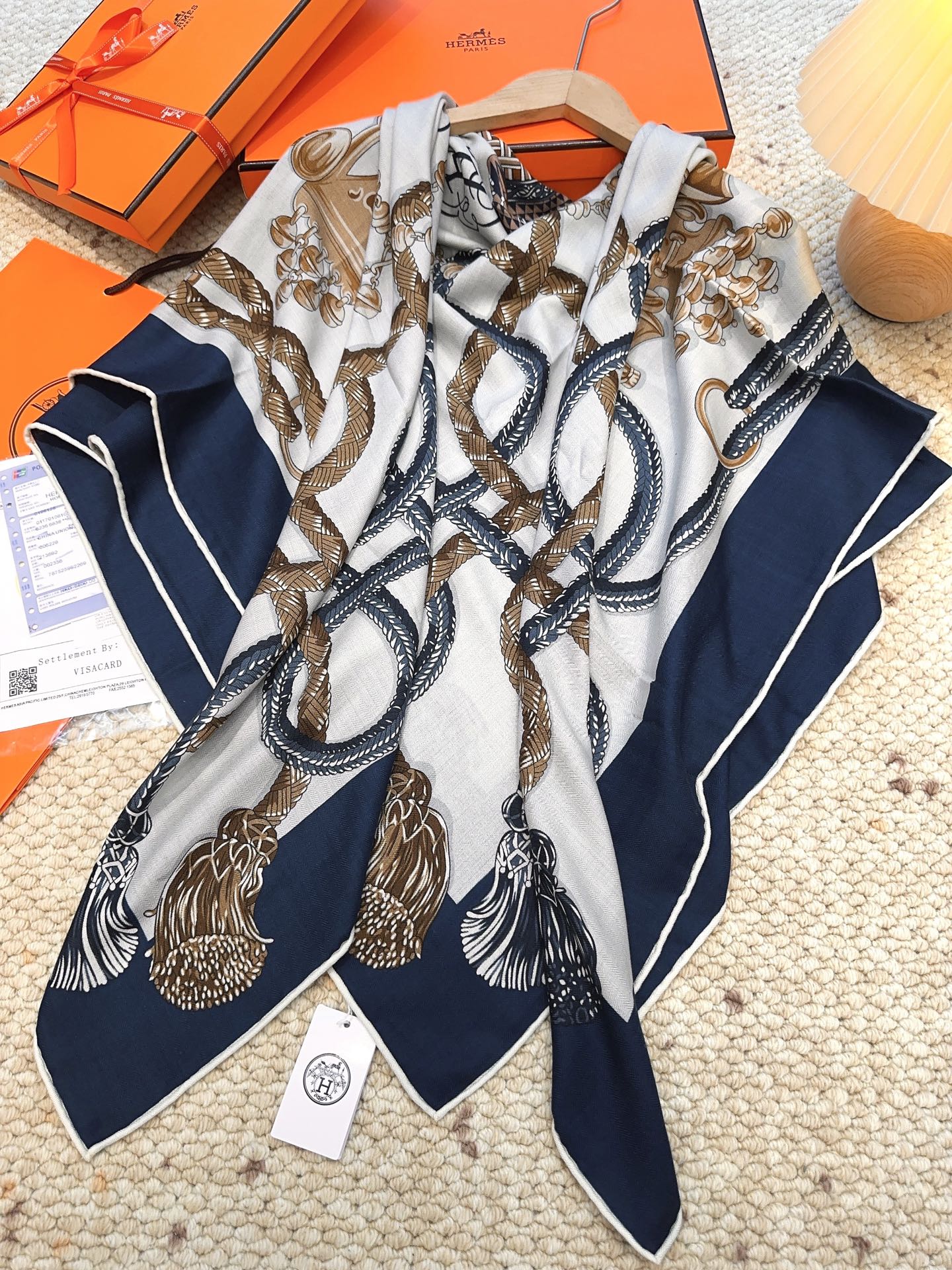 HERMES 25S SCARF 140 IN CASHMERE SILK 854537