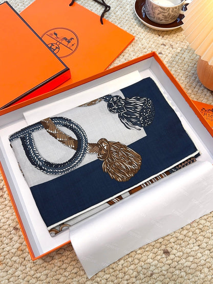 HERMES 25S SCARF 140 IN CASHMERE SILK 854537