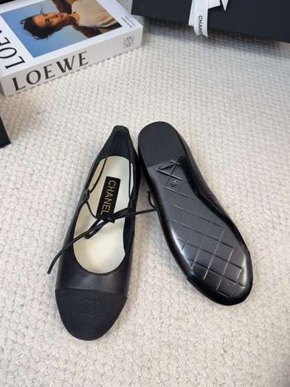 FLAT MARY JANE PUMPS BLACK LAMBSKIN