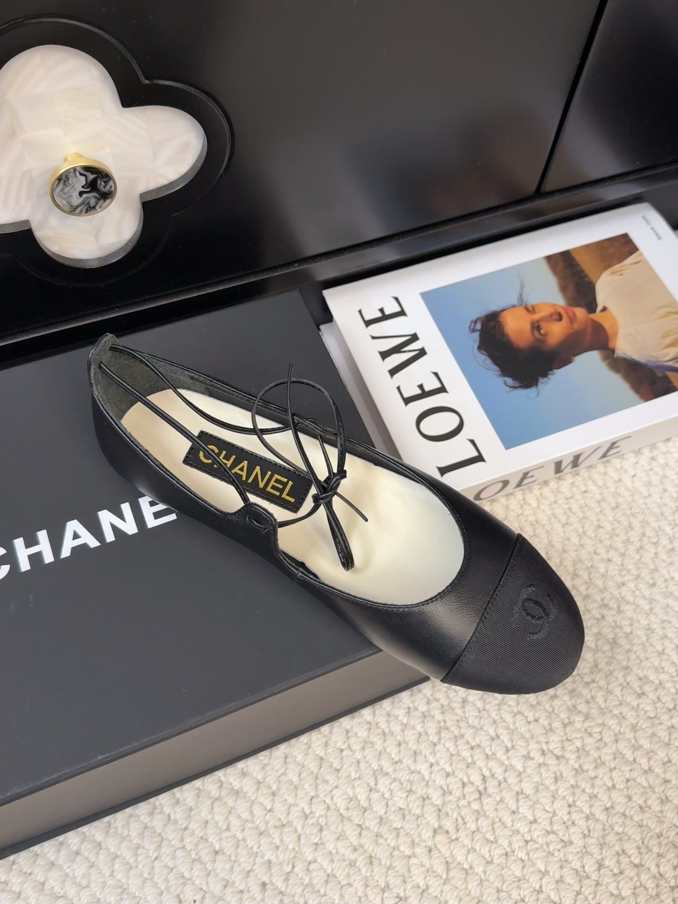 FLAT MARY JANE PUMPS BLACK LAMBSKIN