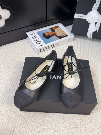 FLAT MARY JANE PUMPS BLACK LAMBSKIN