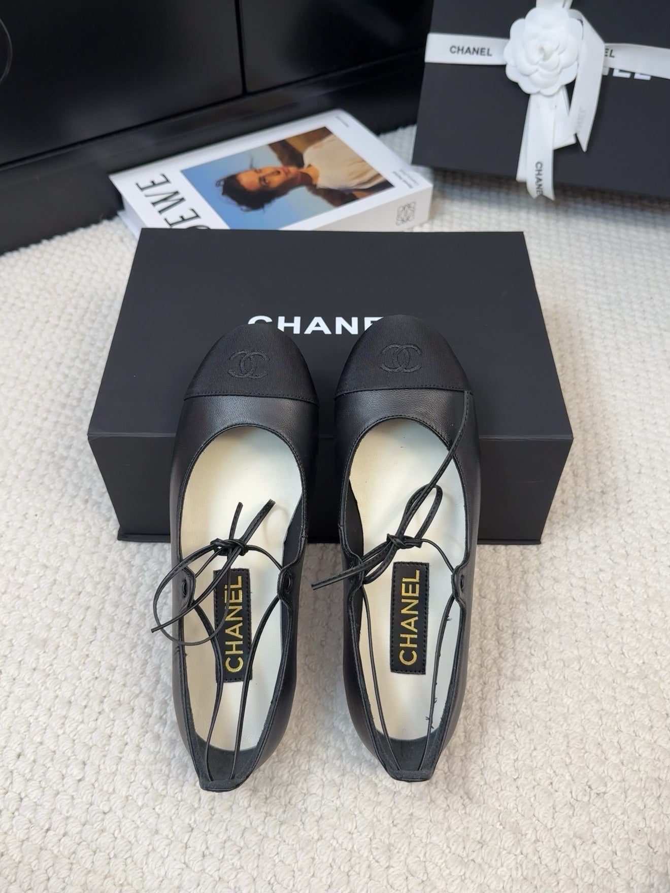 FLAT MARY JANE PUMPS BLACK LAMBSKIN