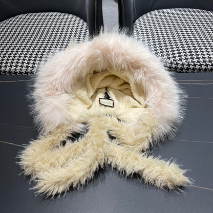 BEANIE HAT IN COLORFUL WOOL AND RABBIT FUR 392116