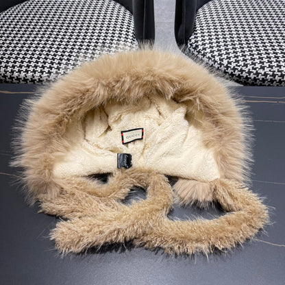 BEANIE HAT IN COLORFUL WOOL AND RABBIT FUR 392117