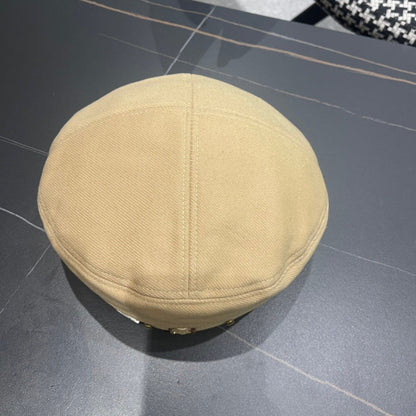 BERET HAT IN OAT YELLOW FABRIC 419384