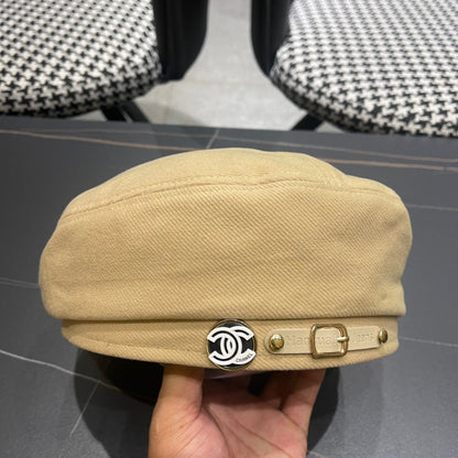 BERET HAT IN OAT YELLOW FABRIC 419384