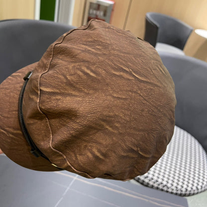 BAKER BOY CAP IN PECAN BROWN CALFSKIN 420947