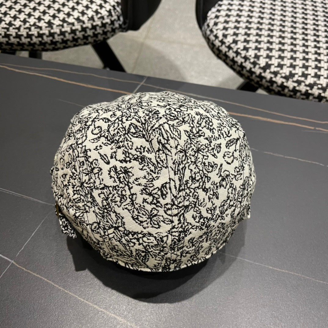 BAKER BOY CAP IN WHITE MIX BLACK FABRIC 431518