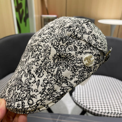 BAKER BOY CAP IN WHITE MIX BLACK FABRIC 431518