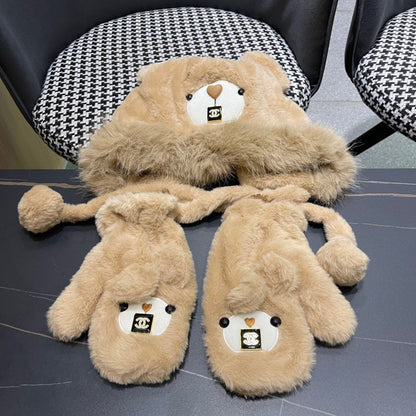 THREE-PIECE SET IN CAMEL BROWN FLEECE AND WOOL 433194